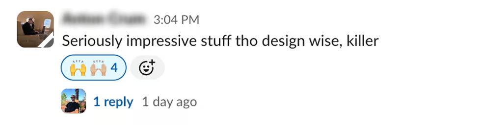 Client message about the design